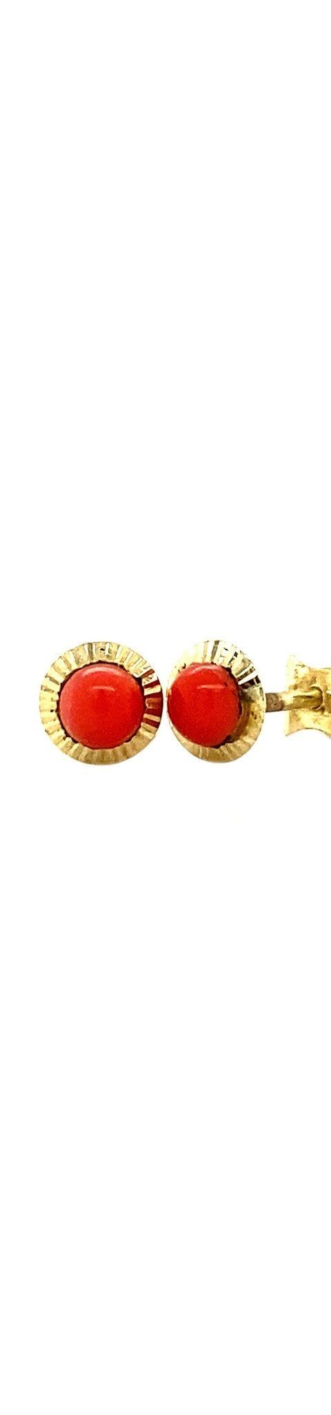 Vintage 14K Gold Stud Earrings with Red Coral